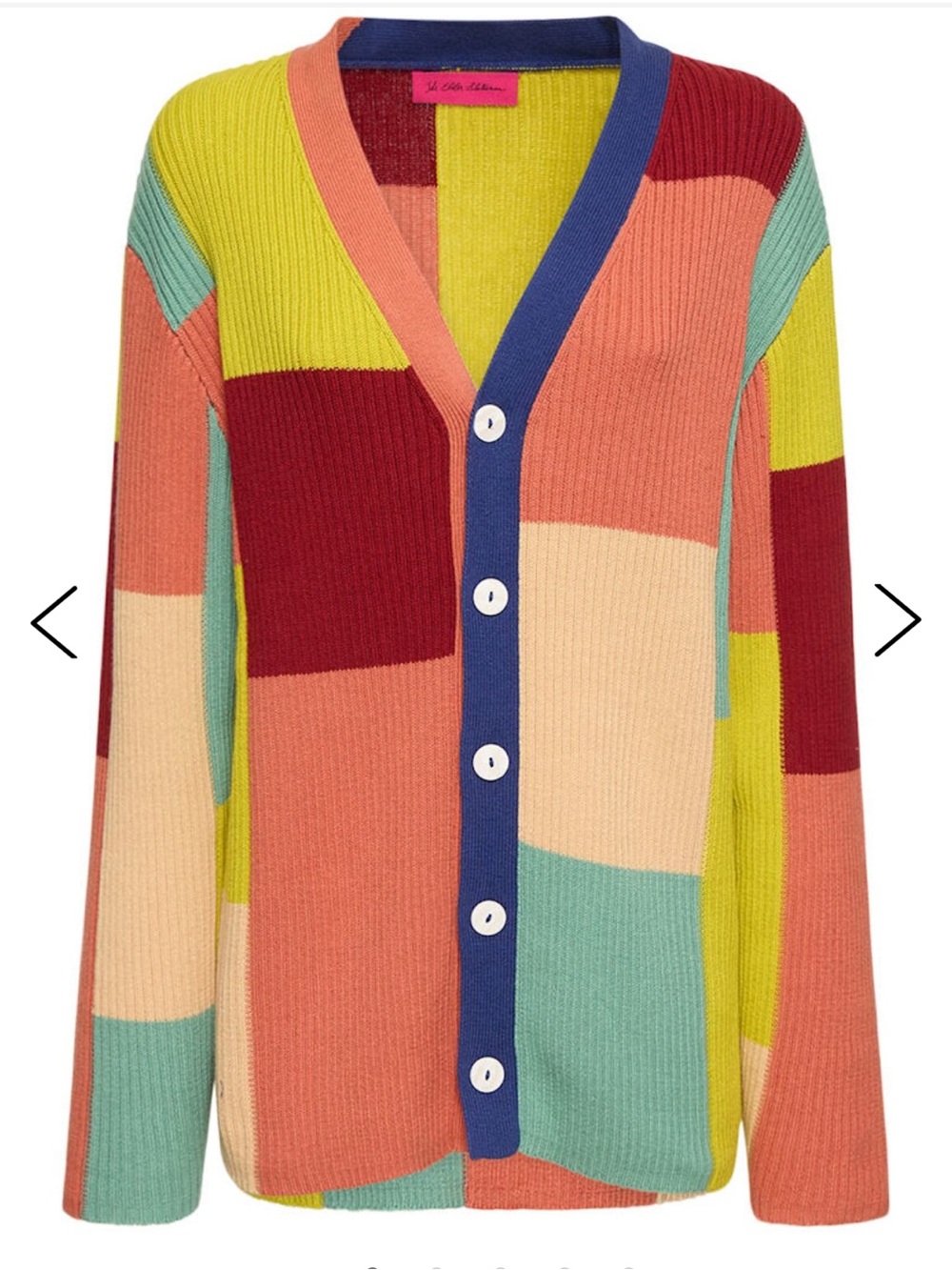 The Elder Statesman Multicolor Patchwork V-Neck Button Cardigan NWT